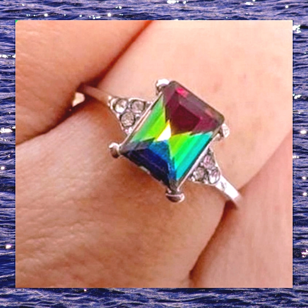 Rainbow Prism Silver Tone Ring Not Found